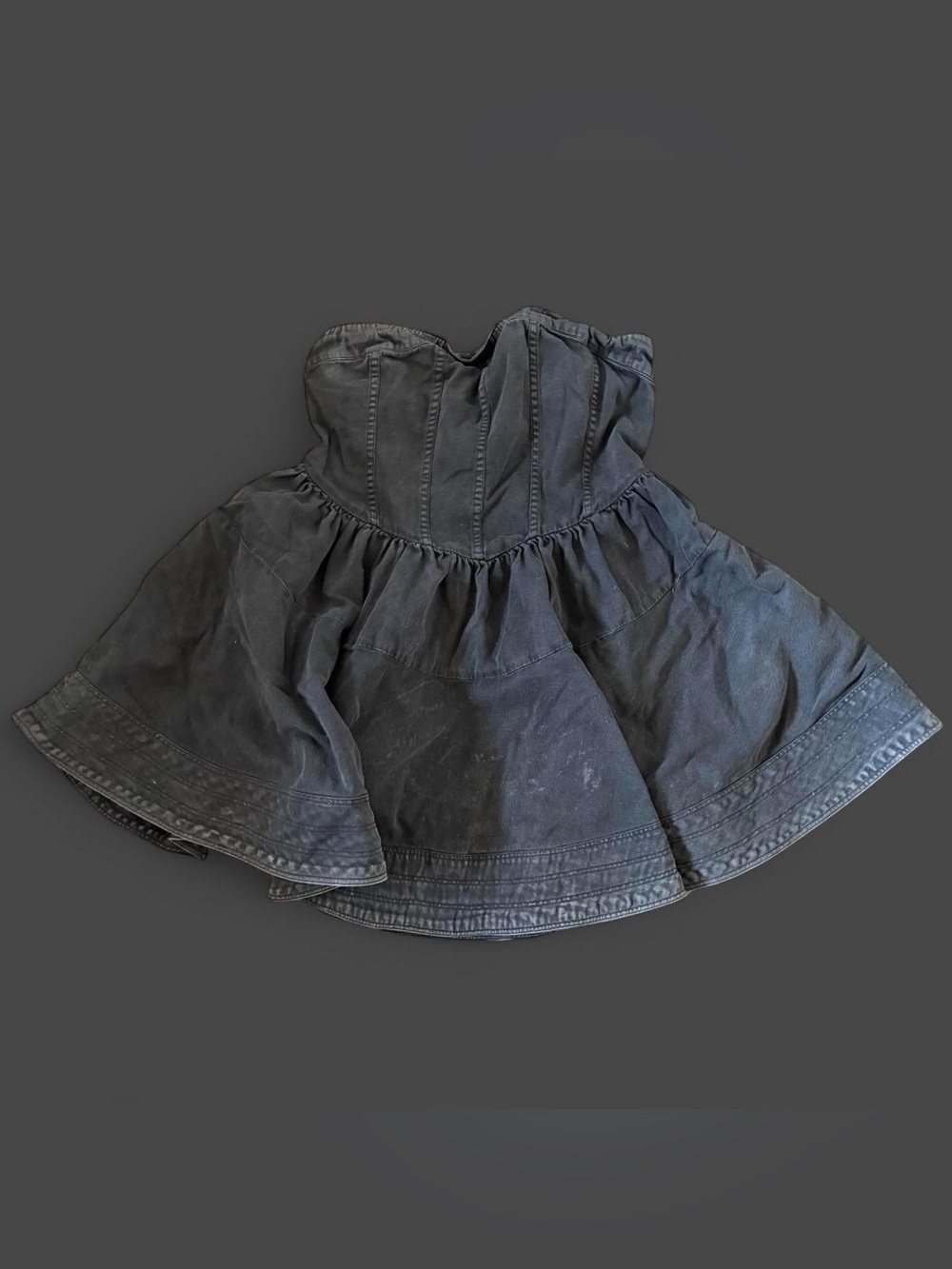 Free people Gray mini dress with corset top and ruffled skirt size S #corsettop